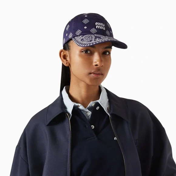 Miu Miu Navy Paisley bandana print cap - www.disolcolor.com display picture 1